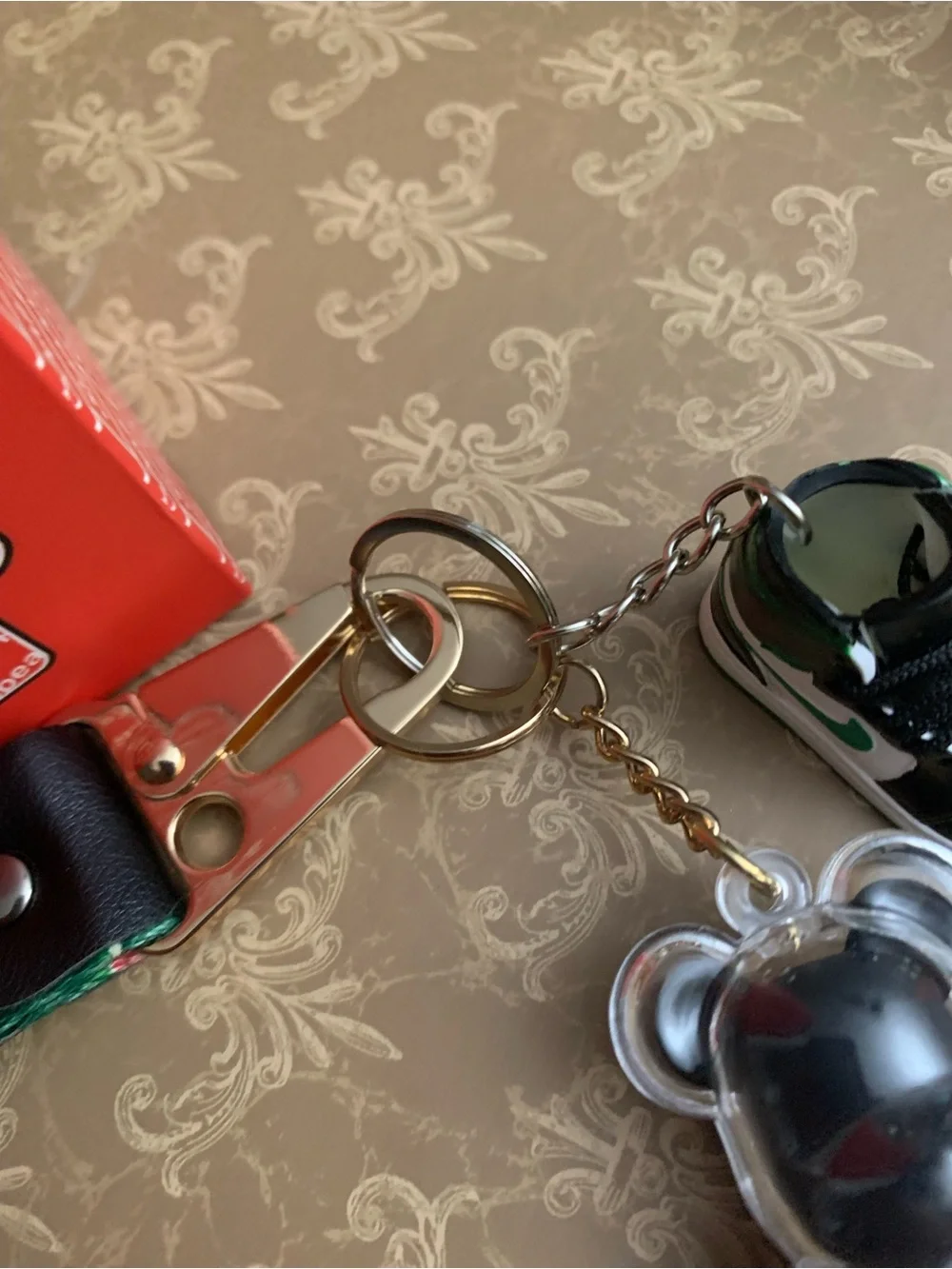 Supbear Keychain Green & Black, R Clear Black Bear & Watermelon Wristlet